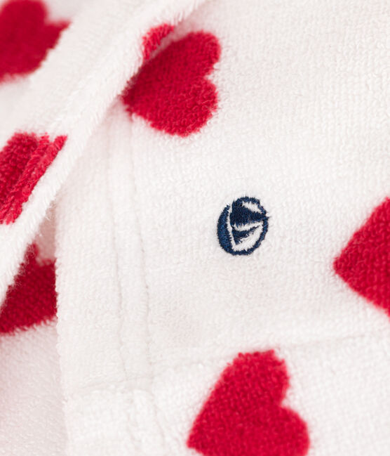 Bademantel aus Frottee mit Herzmotiv für kleine Mädchen/kleine Jungen weiss MARSHMALLOW/rot TERKUIT