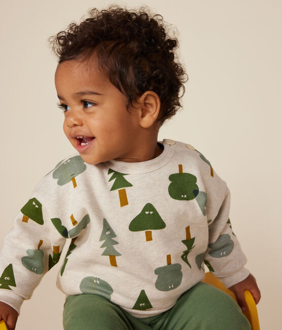 Baby-Sweatshirt aus Molton beige MONTELIMAR/weiss MULTICO