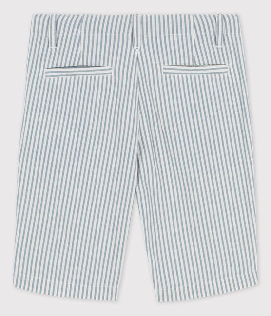 Bermuda aus Seersucker für Jungen weiss MARSHMALLOW/blau BRUT