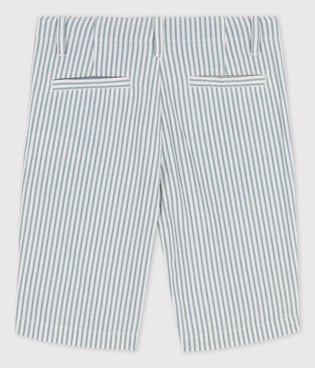 Bermuda aus Seersucker f&uuml;r Jungen weiss/gr&uuml;n