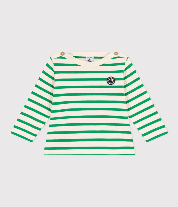 Baby-Matrosenshirt aus dickem Baumwolljersey naturfarben/gr&uuml;n