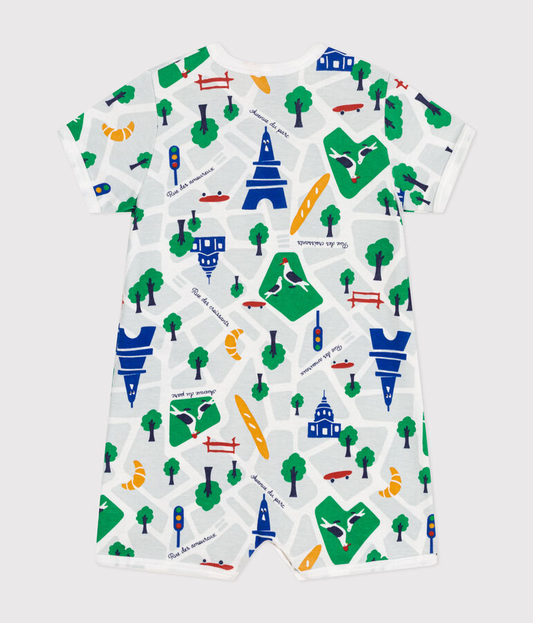 Baby-Kurzoverall aus Baumwolle weiss/blau