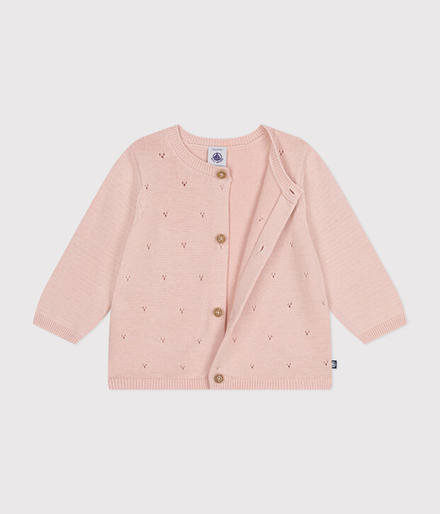 Baby-Cardigan aus Baumwollstrick in Ajour-Optik rosa