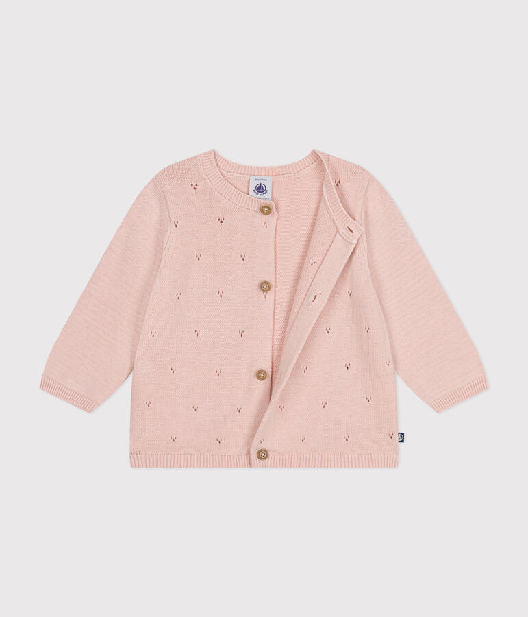Baby-Cardigan aus Baumwollstrick in Ajour-Optik rosa SALINE