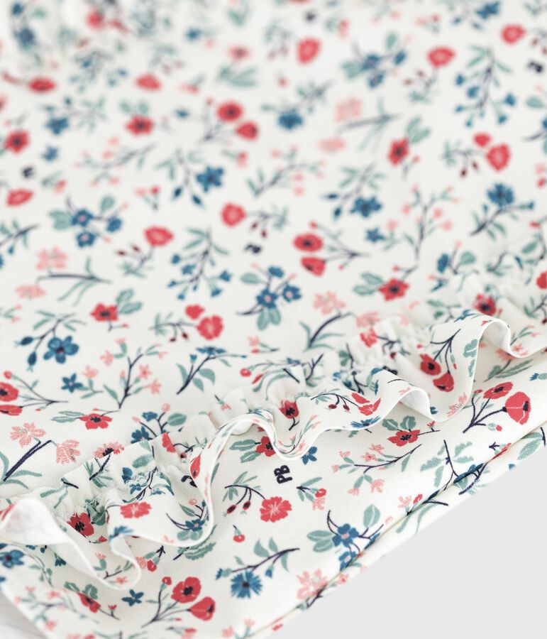 Einteiliger Baby-Badeanzug mit R&uuml;schen und Blumenmuster weiss/vielfarbig