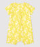 Kurzer Baby-Overall aus Bio-Popeline mit Hawaiimuster gelb ORGE/weiss MARSHMALLOW