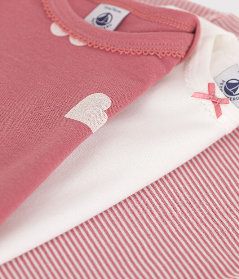 3er-Set lang&auml;rmelige Bodys aus Baumwolle mit Herzmotiv f&uuml;r Babys vielfarbig