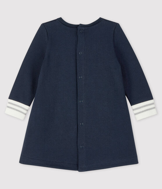 Langärmeliges Baby-Kleid für Mädchen blau SMOKING/weiss MARSHMALLOW