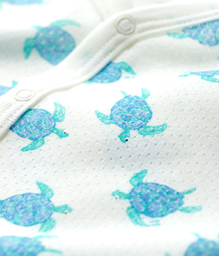 Einteiler aus ultra-leichter Baumwolle mit verspieltem Schildkr&ouml;ten-Motiv weiss/vielfarbig