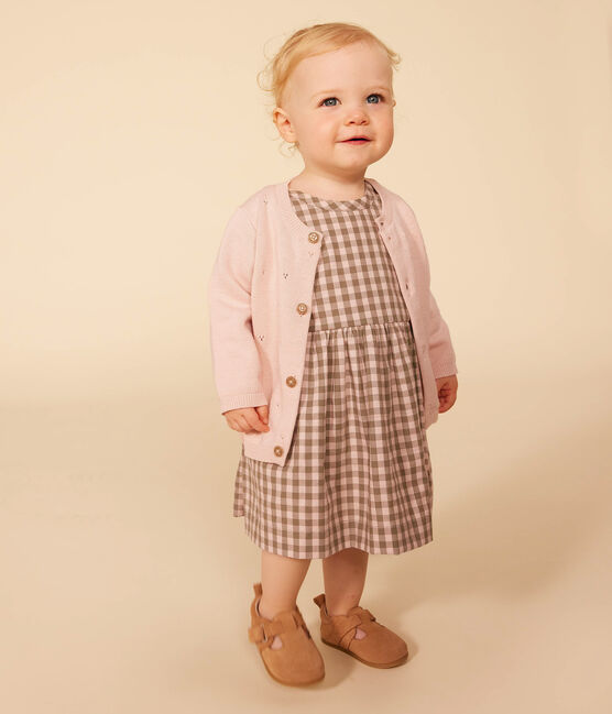 Baby-Cardigan aus Baumwollstrick in Ajour-Optik rosa SALINE
