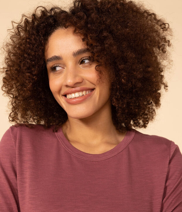 Damen-T-Shirt LE DROIT aus Baumwolle mit Rundhalsausschnitt braun