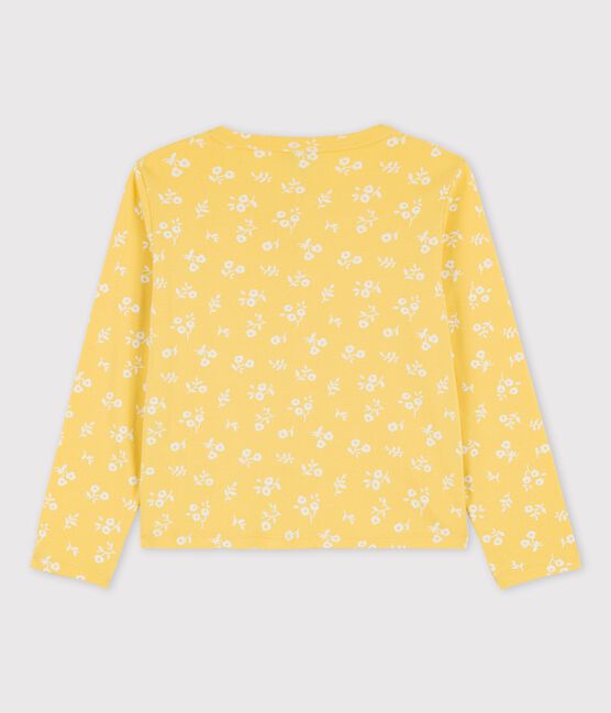 Gemusterter Cardigan aus Baumwolle für Mädchen gelb ORGE/weiss MARSHMALLOW