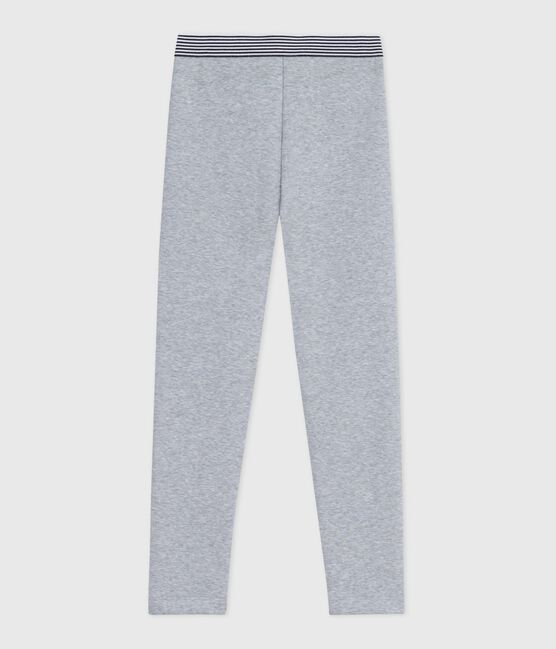 Kinder-Hose im Leggings-Stil aus einfarbiger Baumwolle grau FUMEE CHINE