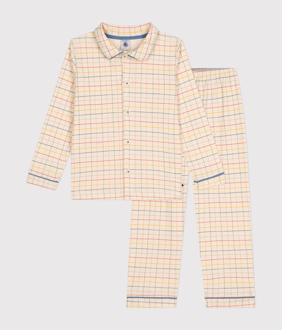 Kinder-Pyjama aus Baumwolle mit Karomuster weiss AVALANCHE/ MULTICO