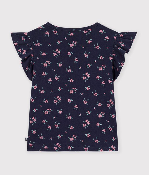 Kurz&auml;rmeliges Kinder-T-Shirts mit Blumenmuster blau/vielfarbig