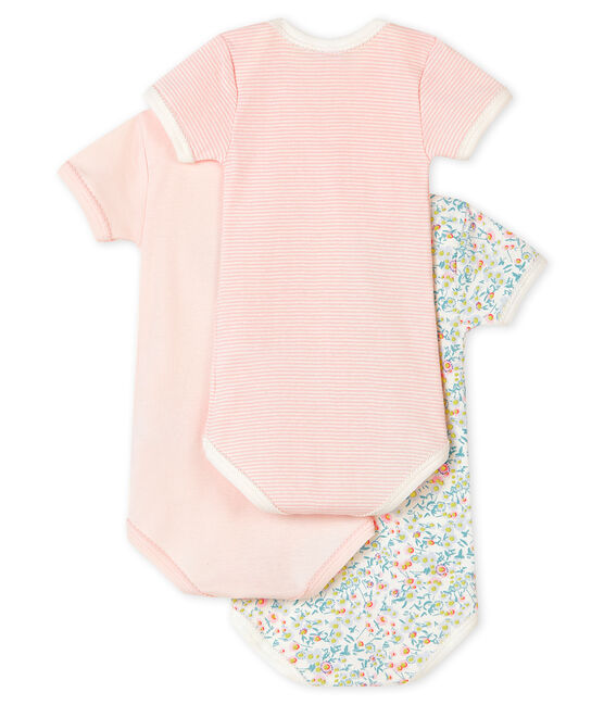 3er-Set kurzärmelige Baby-Bodys pastellfarben für Mädchen variante 1