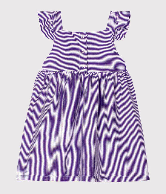 Babykleid mit Milleraies-Streifen für Mädchen violett REAL/weiss MARSHMALLOW