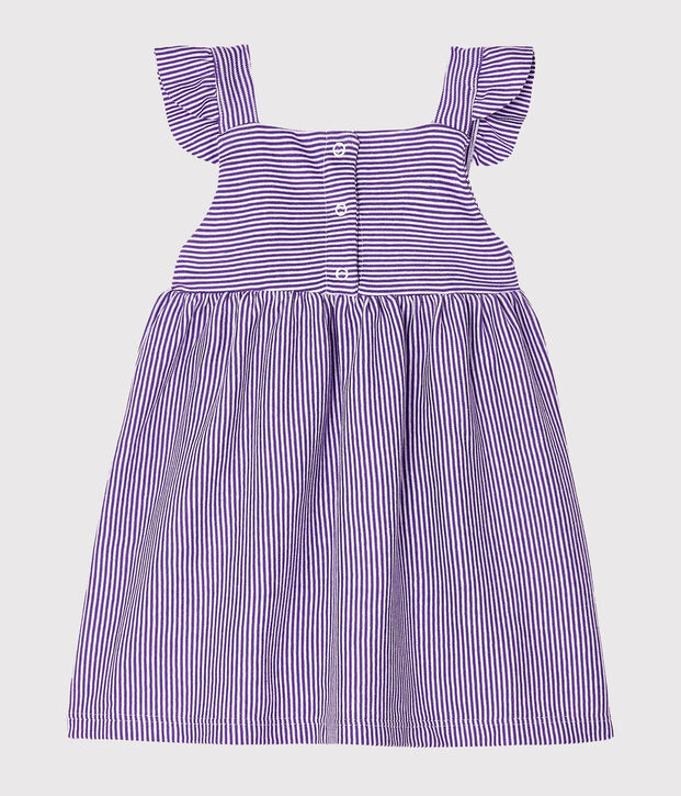 Babykleid mit Milleraies-Streifen f&uuml;r M&auml;dchen violett/weiss