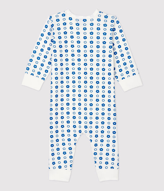 Baby-Strampler ohne Füße aus Bio-Baumwolle mit Blumenmuster im Retro-Look weiss MARSHMALLOW/ MALLARD