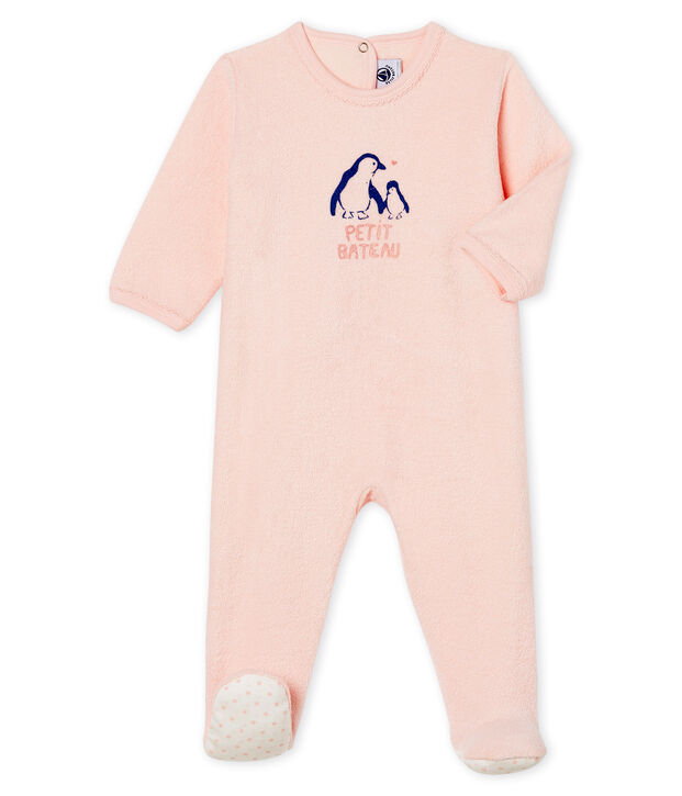 Baby-Strampler aus angerautem, extra warmem Boucl&eacute;-Frottier f&uuml;r M&auml;dchen rosa