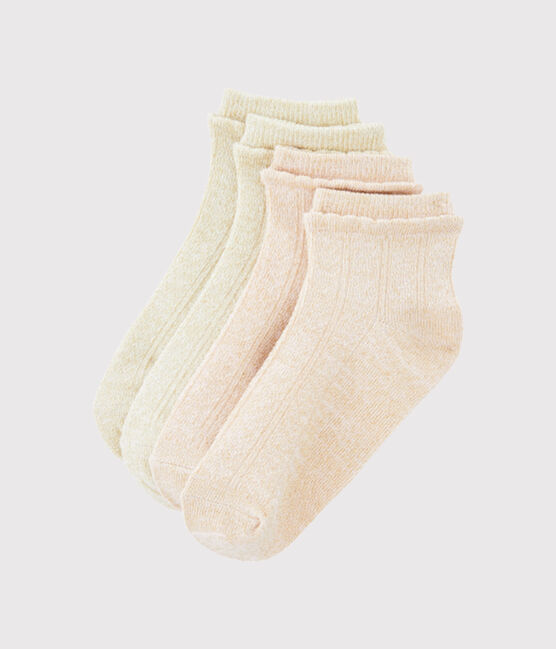 Set aus zwei Paar Kinderstrümpfe für Mädchen weiss MARSHMALLOW/rosa MINOIS