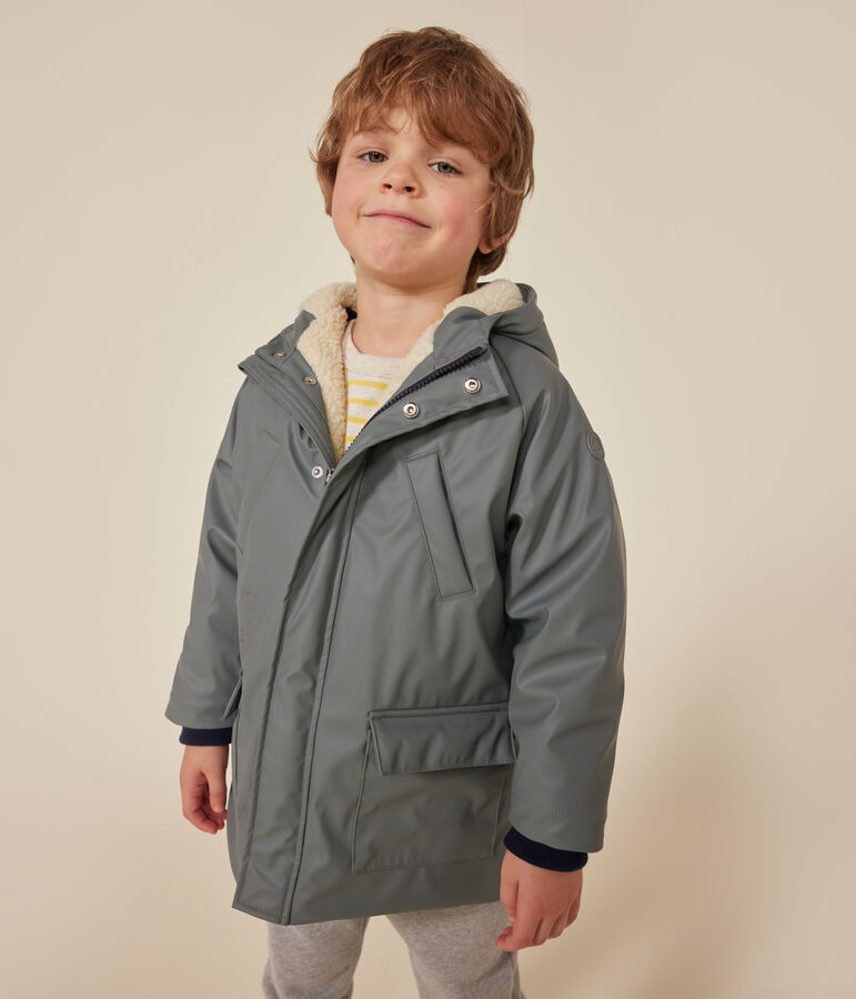 Warme Kinder-Regenjacke aus Sherpa f&uuml;r M&auml;dchen und Jungen gr&uuml;n THUYA