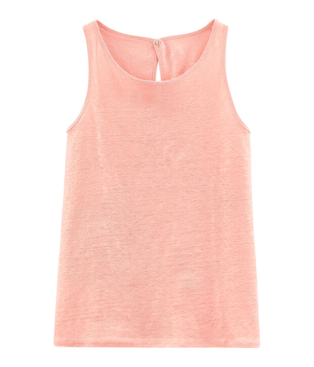 Schillerndes damen tanktop aus leinen rosa/rosa