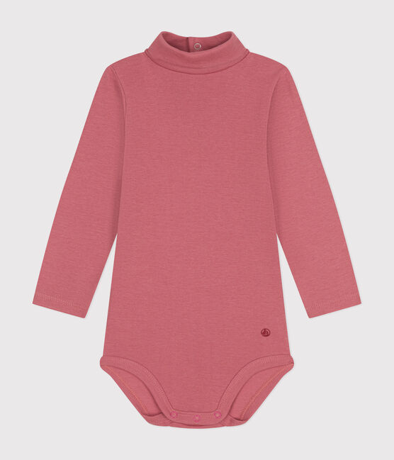 Langärmeliger Baby-Body aus Baumwolle mit Rollkragen rosa ROSEWOOD