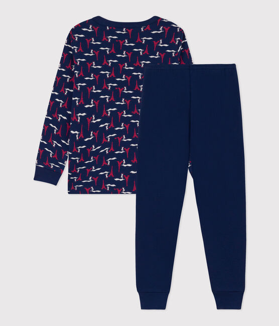Kinderpyjama Paris aus Baumwolle blau MEDIEVAL/weiss MULTICO