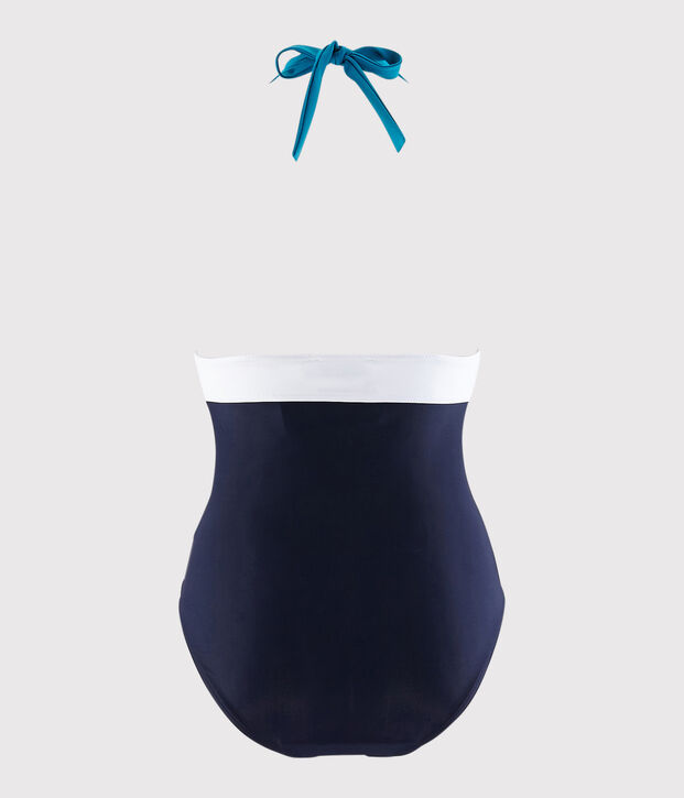 Damen-Badeanzug aus recyceltem Material blau/vielfarbig
