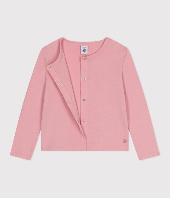 Kinder-Cardigan aus einfarbiger Baumwolle rosa CHARME