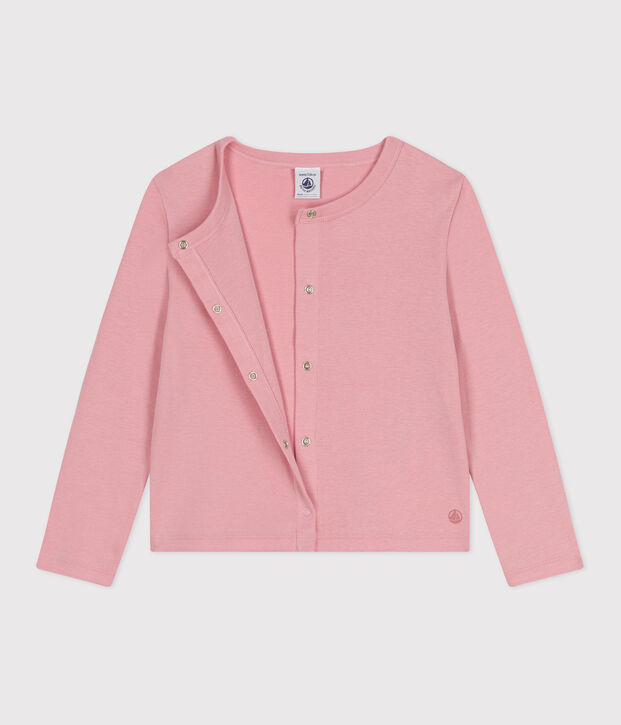 Kinder-Cardigan aus einfarbiger Baumwolle rosa