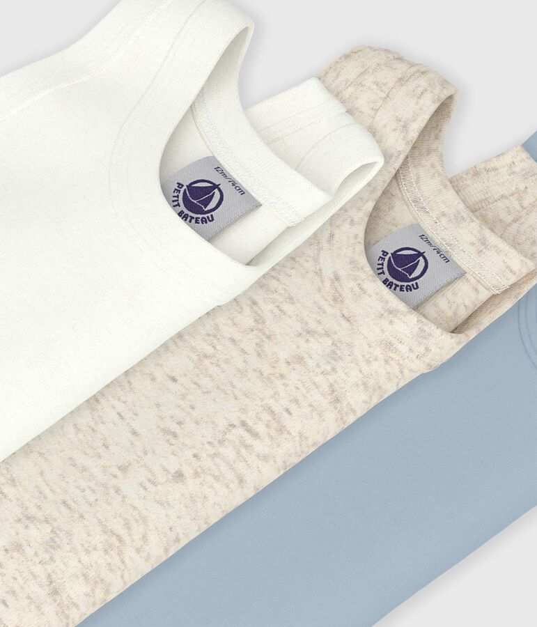 3er-Set &auml;rmellose Strampler aus einfarbiger Baumwolle vielfarbig