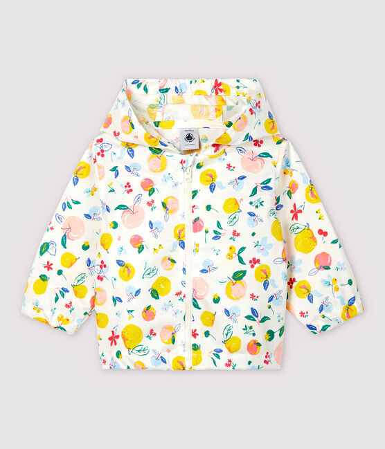 Baby-Windjacke aus beschichtetem Strick für Jungen weiss MARSHMALLOW/weiss MULTICO