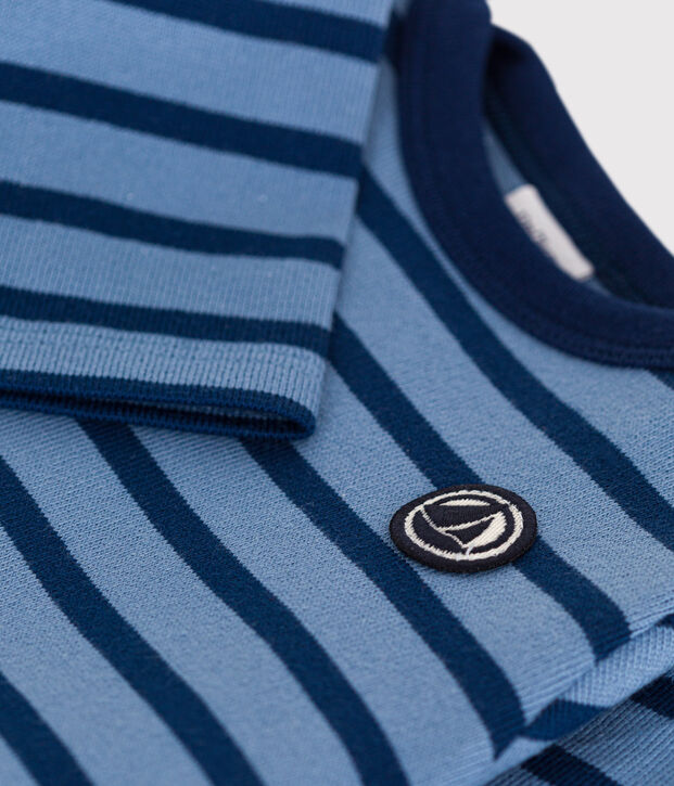 Baby-Streifenshirt Marini&egrave;re aus festem Baumwollstoff blau/blau
