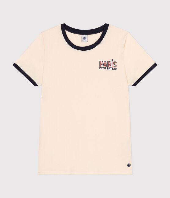 Damen-T-Shirt Le Droit aus Baumwolle mit Paris-Motiv naturfarben AVALANCHE