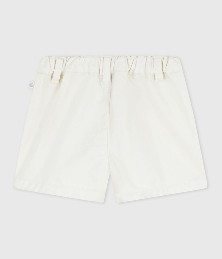 Baby-Shorts aus einfarbiger Baumwolle weiss MARSHMALLOW