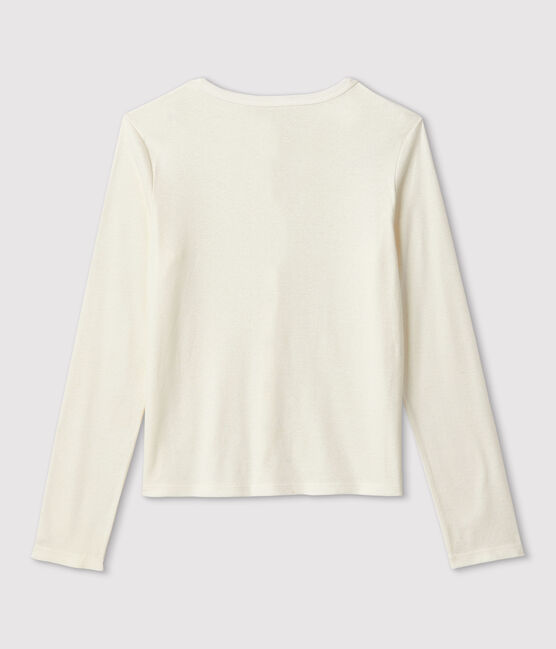 Einfarbiger Cardigan aus Baumwolle/Leinen Damen weiss MARSHMALLOW