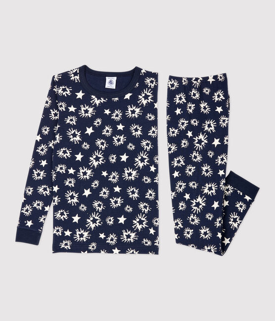 Snugfit-Kinderpyjama mit Sternen-Print für Jungen blau SMOKING/weiss MARSHMALLOW