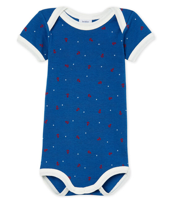 Kurzärmeliger Baby-Body für Jungen weiss MARSHMALLOW/weiss MULTICO