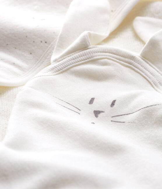 Set mit Badetuch und Baby-Kuscheltier aus Bouclé-Frottier und Doppeljersey. weiss MARSHMALLOW/weiss MULTICO