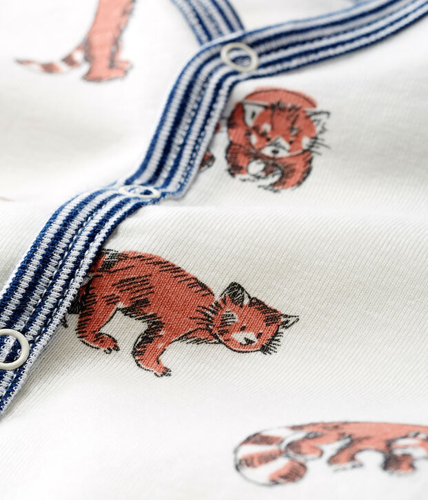 Baby-Strampler ohne F&uuml;&szlig;e aus Rippstrick f&uuml;r Jungen weiss/vielfarbig