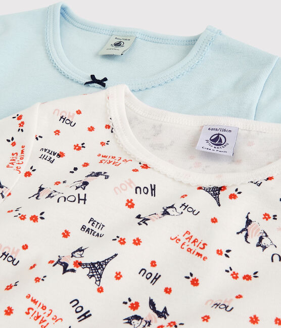 2er-Set kurzärmelige T-Shirts aus Bio-Baumwolle mit Paris-Print für Mädchen variante 1