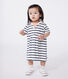 Kurzärmeliges Baby-Kleid aus Baumwolle mit Marinestreifen und Matrosenkragen