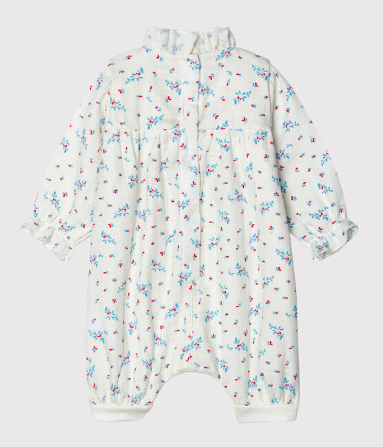 Baby-Overall aus Windelstoff für Mädchen weiss MARSHMALLOW/weiss MULTICO