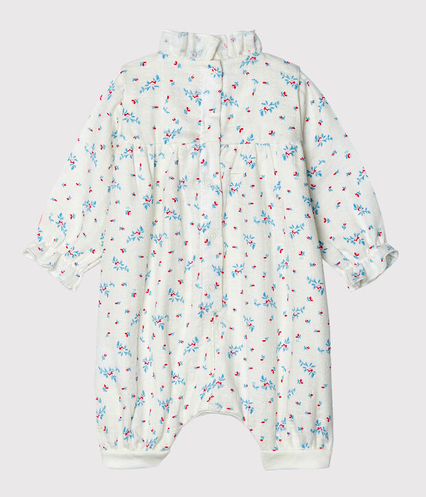 Baby-Overall aus Windelstoff f&uuml;r M&auml;dchen weiss/vielfarbig