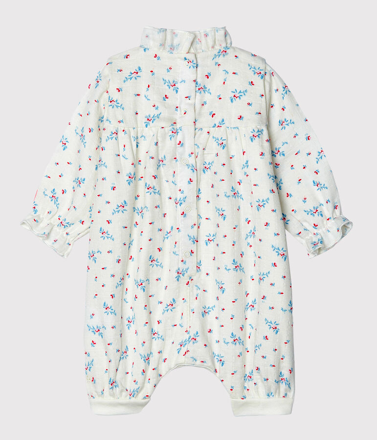 Baby-Overall aus Windelstoff f&uuml;r M&auml;dchen weiss/vielfarbig