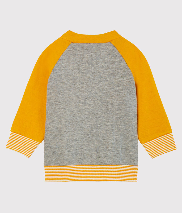 Baby-Cardigan aus Doppeljersey mit Rei&szlig;verschluss f&uuml;r Jungen grau/gelb
