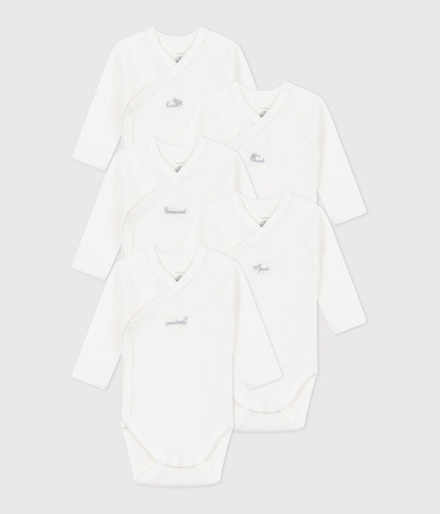 5er-Set lang&auml;rmelige Wickelbodys aus Baumwolle vielfarbig