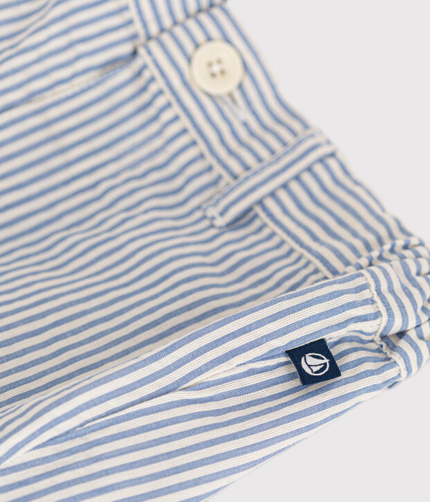Baby-Shorts aus Seersucker blau/weiss